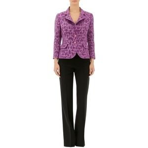SEMANTIKS Purple Patterned 3/4 Sleeve Jacquard Blazer Womens Size 6P